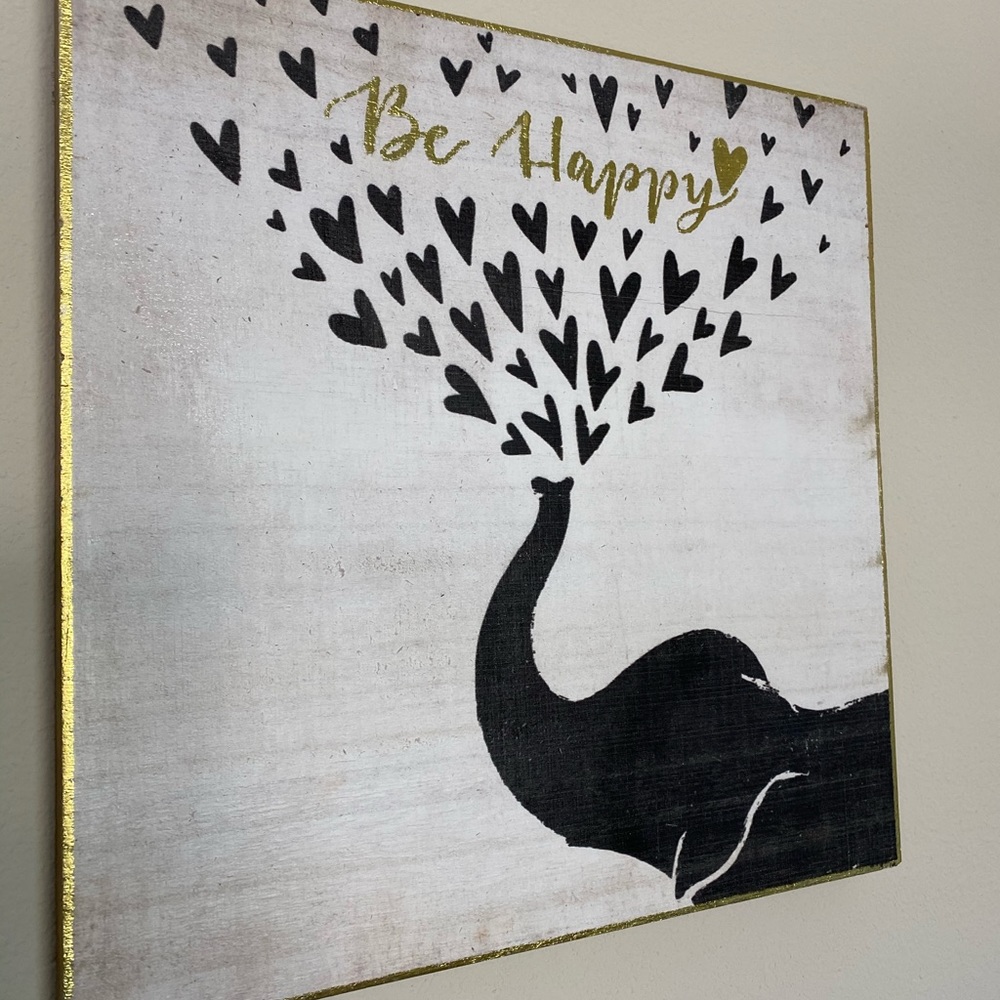 Elephant “Be Happy” wall decor